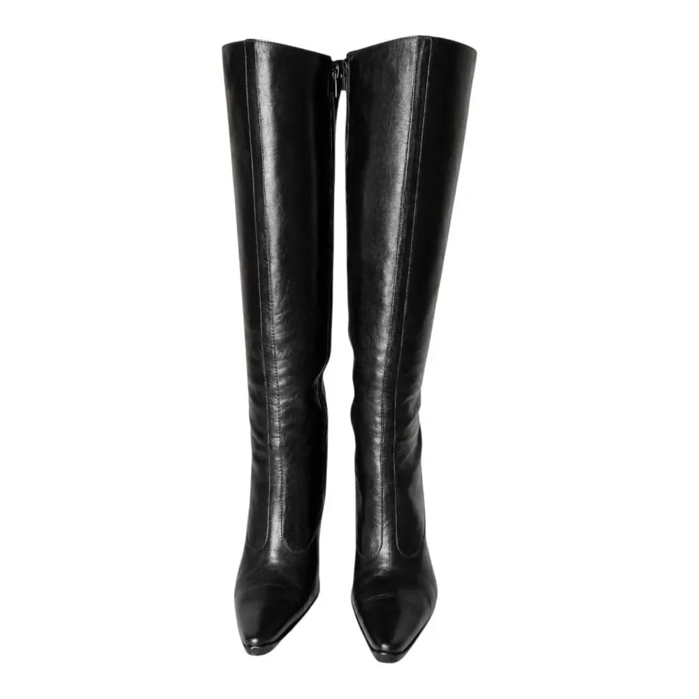 BCBG Black Leather Over The Knee Boot Size 8B